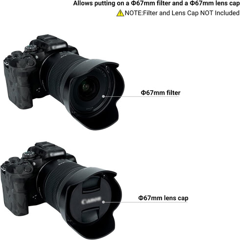 Canon RF 15-30mm F4.5-6.3 IS STM Lens Hood, Reversible Shade for EOS R6 Mark II, Compatible with 67mm Filters
