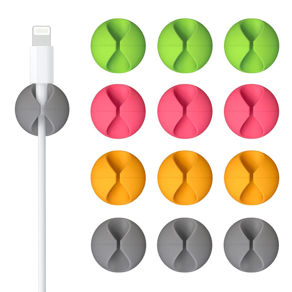 12 Pack Znben Cable Clips, Adhesive Cord Organizer for Desk, Home, Office, Car, Nightstand - Colorful