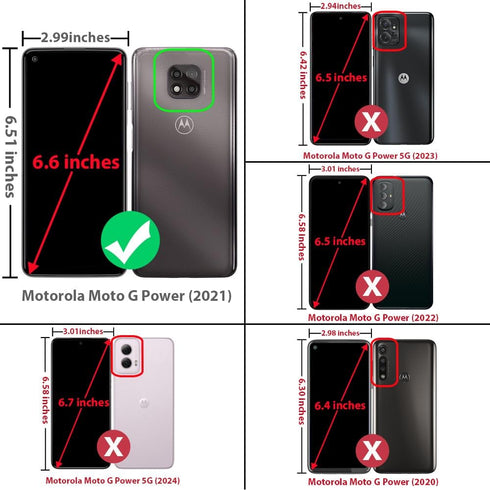 TJS Compatible with Motorola Moto G Power 2021 Case with Tempered Glass Screen Protector, Red Metal Ring Kickstand