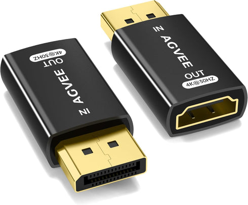 AGVEE 2 Pack Display Port to HDMI 4K@30HZ Adapter, Alloy Shell DP Displayport