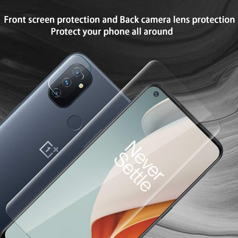Orzero Compatible for OnePlus Nord N100, 3 Pack Tempered Glass Screen Protector + 2 Pack Flexible Camera Lens
