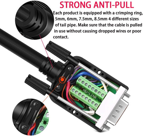 2PCS Male VGA Solderless Quick Connector, 16mm Thinner 3+9 DB15 Serial Plug to 15-pin Port