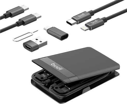 BUDI MFi Certified USB Type C Cable - 3 Types USB Adapter Kit for Traveling Phone Pad Charging