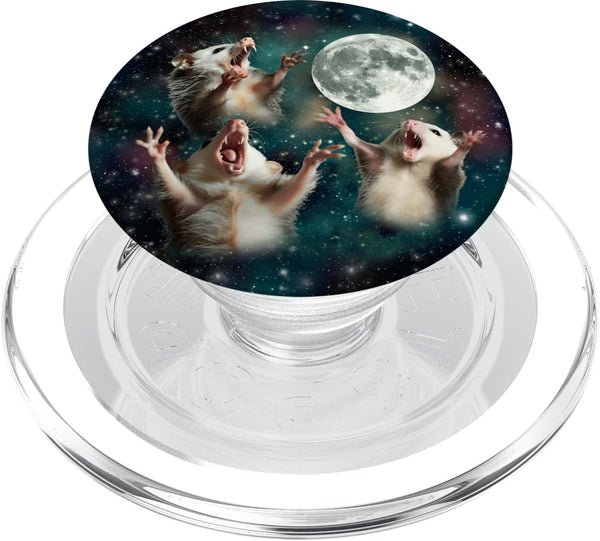 PopSockets PopGrip for MagSafe: Three Possum Moon | 3 Opossum Funny Weird Cursed Meme