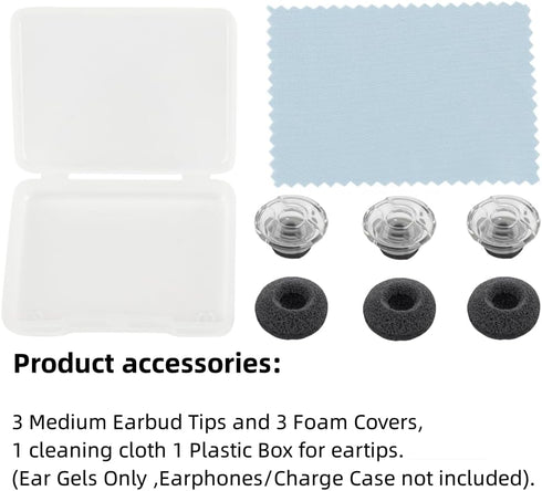 Replacement Earbud Tips for Plantronics Voyager Legend Headphones, 3 Pcs Ear Gels and 3 Pcs Foam Compatible with 5200