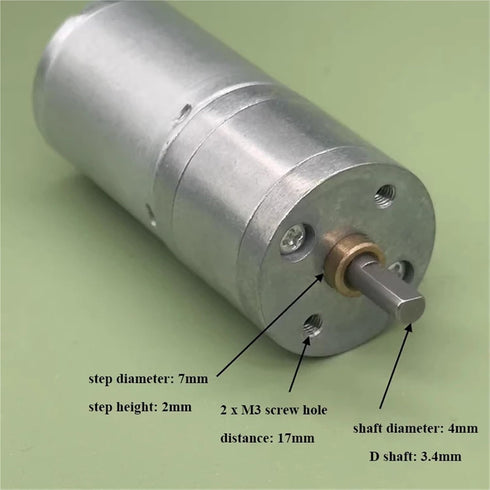 AYEXNSW 25GA-370 25mm 3V 6V 9V 12V 250RPM 1Pcs Mini Full Metal Gearbox Gear Motor DC Slow Speed Large Torque D Shaft
