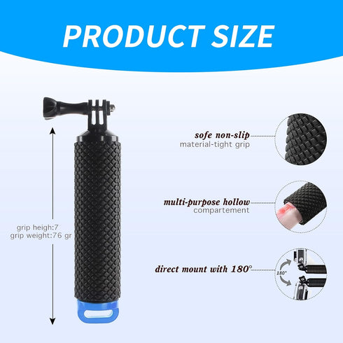Waterproof Floating Hand Grip Stick for Snorkeling, Underwater Diving Selfie Pole Compatible with Action Cameras