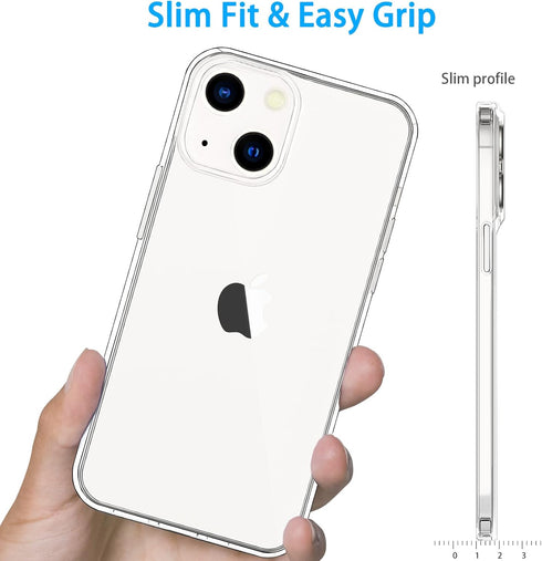 Clear Case for iPhone 13, Transparent Soft Shockproof Protective Slim Thin Phone Bumper Case