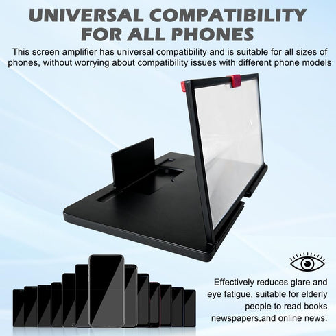 Olnverath 12'' Phone,3D Screen Amplifier for Cell HD Screen Expanders for Movie,Video,Gaming,Foldable Mobile Phone