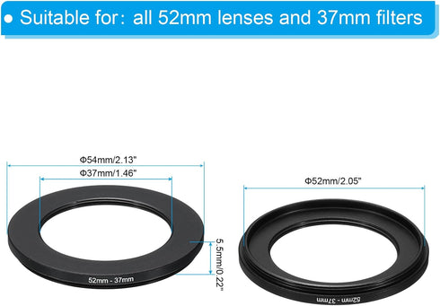 PATIKIL 52mm-37mm Metal Step Down Ring, Camera Lens Filter Adapter Ring Aluminum Filter Adapter Ring for Camera Lenses Hood, Black