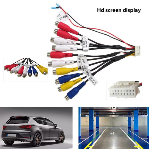 Dual XDCPA10BT Cord Assembly Harness, 18 Pin Connector Video AV Input Output Multicolored
