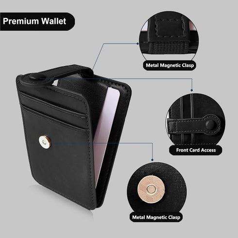M-Plateau Stick On Phone Wallet, Card Holder with Elastic Magnetic Closure, Slim Holder with 3M Adhesive for iPhone 14