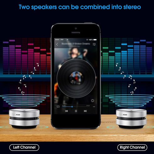 Mini Speaker, 2 Packs Wireless BT Speaker, Bone Conduction Speakers, Portable Loud Stereo Sound, Built-in Mic for Home,