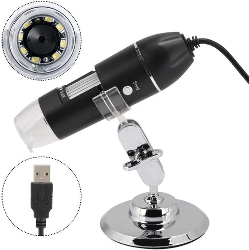 USB Microscope, 1600X Digital Electron Microscope USB Video Camera, 2MP with 8 LED, Macro Lens, High Speed DSP