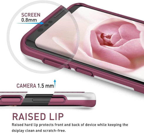 Jeylly Galaxy S9 Case with 2 Pack HD Soft Screen Protector, Ultra Slim One-Piece Anti-Slip Rugged Soft TPU Bumper, Wine