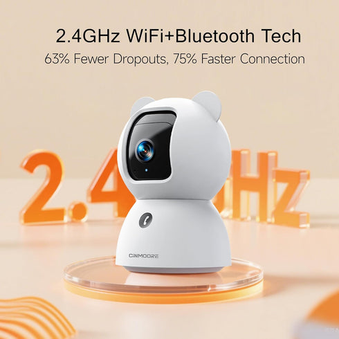 CINMOORE 2.5K 2pack, 4MP 2.4GHz 2-Way Indoor Camera Non-Subscription AI Person/Pet/Cry Detection, Pet/Dog/Cat/Baby