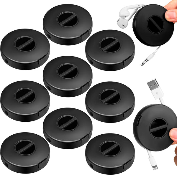 9 Pcs Charging Cord Organizer Black Portable Charger Cord Holder, Retractable Cable Management for Home Office