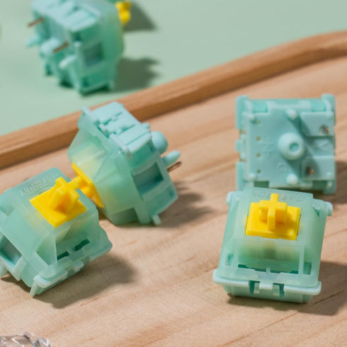DRAOZA Kutethy X Gateron Jade Series Goldenrod Yellow Pro Switches, 55gf Pre-lubed 5 Pin Linear Keyboard Switches for