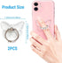 Kinizuxi 2PcsTransparent Diamonds,360Rotation Phone Ring Holder Grip, Clear Butterfly Cell Phone Ring Holder Stand