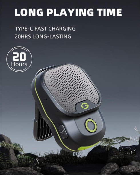 GOTOOLZ 5.4 12Hrs IPX7 Wearable Bluetooth Speaker, Bluetooth Clip On Wireless Speaker with Mic, TWS Function, Playtime