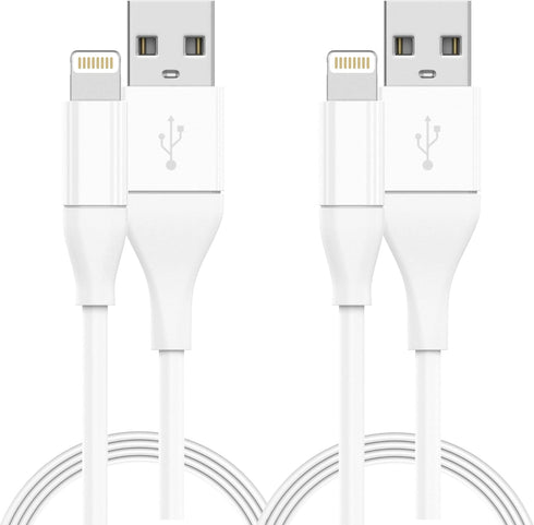 TALK WORKS 6' Lightning Cable Chargers, MFI Certified, for iPhone 14/13/12 (Pack of 2, White) - Fast Charging Cords.