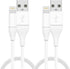 TALK WORKS 6' Lightning Cable Chargers, MFI Certified, for iPhone 14/13/12 (Pack of 2, White) - Fast Charging Cords.