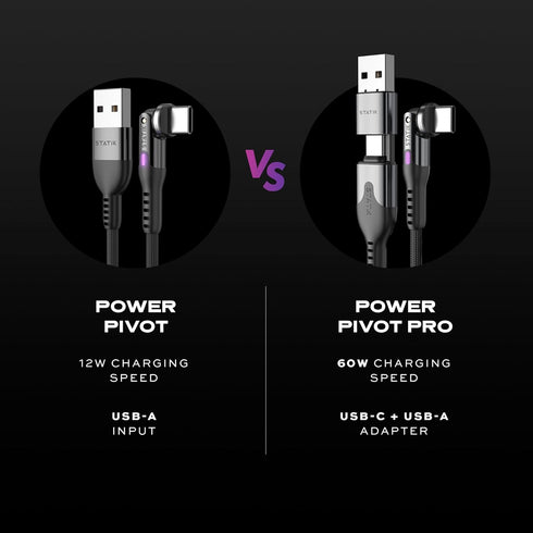 Statik PowerPivot Pro USB C to USB C Cable, 60W Fast Charging, Data Transfer Capable USB Charger Cord, 3FT/1M