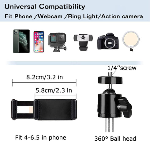 YIYANT Overhead Tripod Mount for Camera Webcam Ring Light, Long Over Head Articulating Arm with Phone Holder and Ball