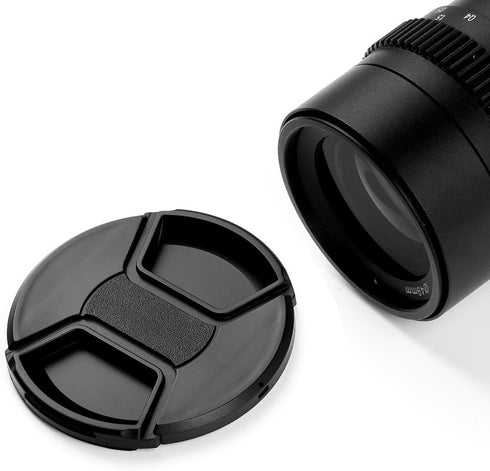 3 Pack 43mm Lens Cap Bundle, Universal Snap-On Front Centre Pinch Cover Set with Microfiber Cloth for Canon Nikon Sony
