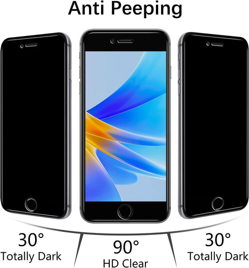 MAYtobe Privacy Screen Protector for iPhone SE 3, SE 2022, SE 2, SE 2020 - 2 Pack, Tempered Glass, Anti-Scratch, Bubble