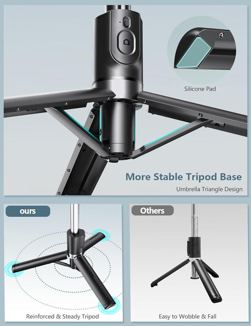 Pnitri 45'' 16/15 Max/15/14 Pro/14/13, S22/ S23 Selfie Stick Tripod with Light, Selfie Stick with Wireless Remote