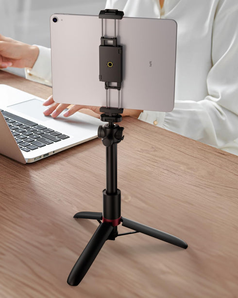 Phone Holder for Tripod with 1/4” Screw Adapter, iPad Pro 13", iPad Air, iPad Mini, Samsung Galaxy Tab, Cell Phone