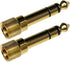 CESS 2-Pack 1/4" Stereo Phone Screw-On Adapter - Male 1/8" to Male 1/4" - 3.5mm Stereo to 6.35mm Stereo