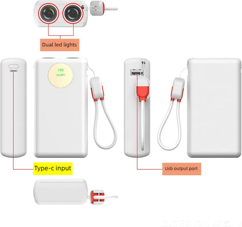 FANSHINUO Set 2x21700 22.5W Set Power Banks Battery Case Shell Fast Charging Double Lights Digital Capacity Display