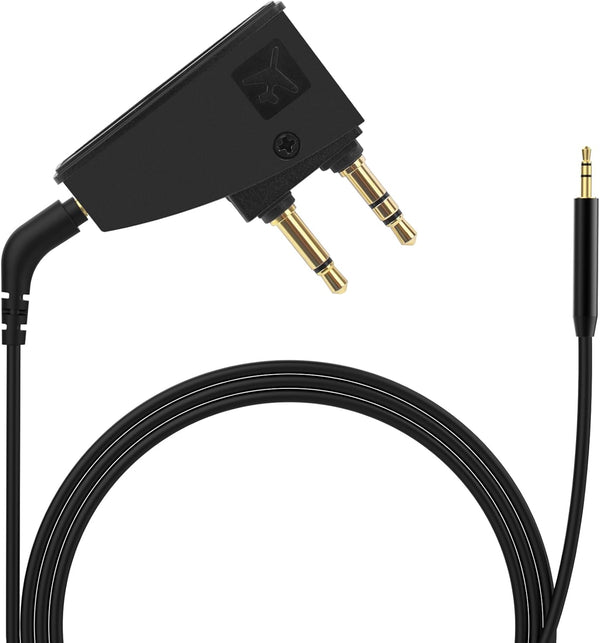 Airplane Headphone Adapter with 2.5mm to 3.5mm Male Audio AUX Cable, Golden Plated 3.5mm Jack for Airplane
