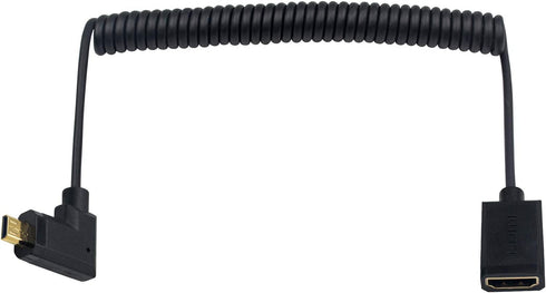Duttek Micro HDMI to HDMI Adapter Cable, Left Angled Micro HDMI Male to HDMI Female Coiled Cable, 1.8M