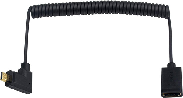 Duttek Micro HDMI to HDMI Adapter Cable, Left Angled Micro HDMI Male to HDMI Female Coiled Cable, 1.8M