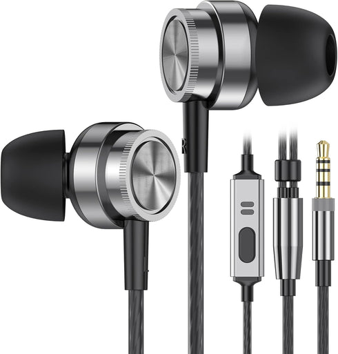 Wired Earbuds with Microphone, in Ear Headphones with Heavy Bass & Noise Isolation, Compatible with Samsung, Tablet,