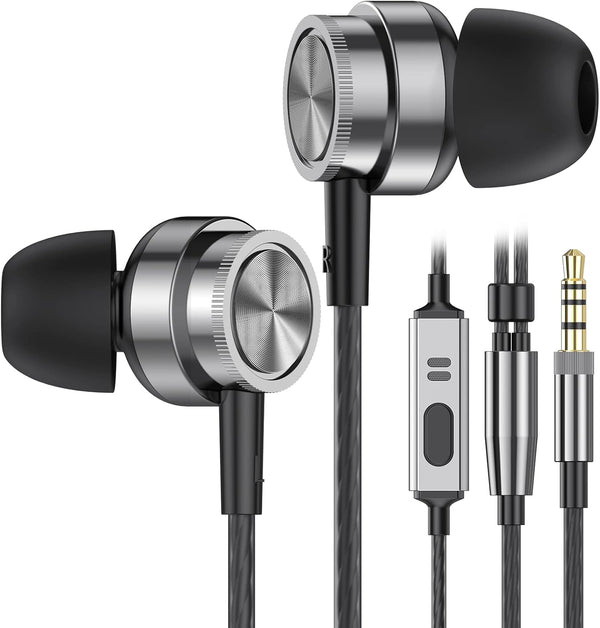 Wired Earbuds with Microphone, in Ear Headphones with Heavy Bass & Noise Isolation, Compatible with Samsung, Tablet,