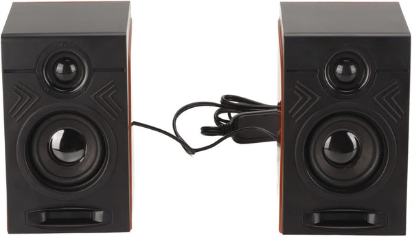 PC Speakers for Laptops, Fast Wired Deep Bass Wooden Color for Computers