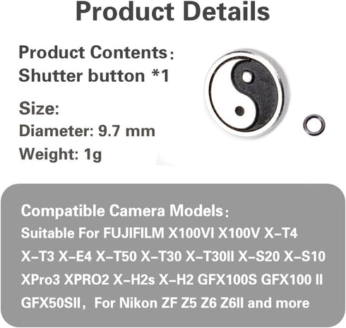 X-T5 X-T4 X-T3 X-T30 X-T30 X-T20 X-PRO3 X100VI X100V X-E4 X-E3 Camera Soft Release Button, Shutter Button for Fujifilm