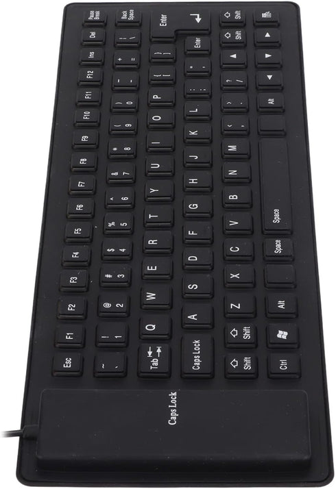 Roll-up Silicone Keyboard, Fully Sealed Silent Soft USB Wired Keyboard, 85 Keys Foldable Waterproof Flexible (Black)