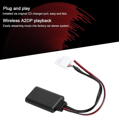 Qiilu 3-Pin AUX Bluetooth Adapter for Honda GL1800 Goldwing Car, Wireless Audio Cable Adapter