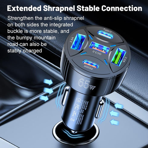 65W USB C Car Charger, PD30W &QC3.0 Fast Charging Car Cigarette Lighter Plug Adapter for iPhone/Android/Samsung Galaxy S10 S9 Plus and More(Black)