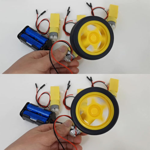 4PCS 200RPM 4PCS 1:48 3-6V (2Pin DC Gearbox Motor TT Motor with Leads + Tire Wheel Anti-interferen DC for Arduino Smart
