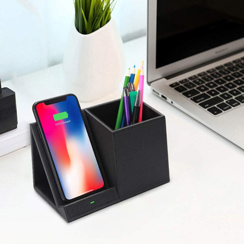 COSOOS Fast Wireless Charger with Desk Organizer, Desk Phone Charger Compatible with iPhone 15/15 Pro/15 Pro