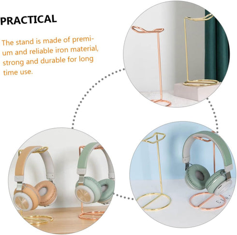 Headset Simple Headphone Stand, Desktop Speaker Stand Accessory, Earphone Supporting Hanger Iron Rose Gold
