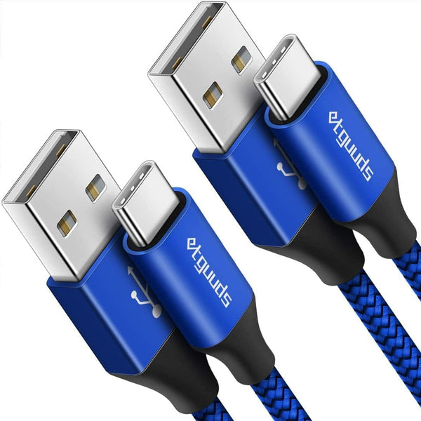 etguuds 2-Pack 2ft USB C Cable, 3A Fast Charge, Braided Charger for Samsung Galaxy S22 S21 S20 Note 20, Moto G7 G8 G9.