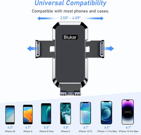 Car Phone Holder Mount, Super Stable Air Vent Cell Phone Car Mount with 2024 Newest Metal Hook Clip, 360° Rotation, One