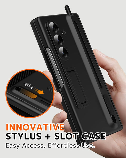 NINKI 7 Fold7 7 for Samsung Galaxy Z Fold Case with S Pen Holder and Stylus & Invisible Kickstand, Full Body Hinge